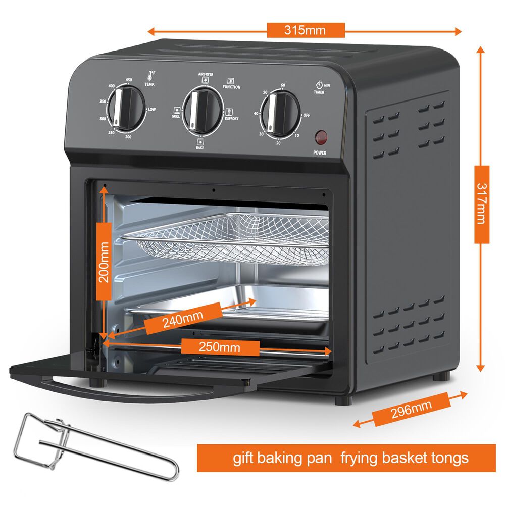 HOMLUX 13 Qt Air Fryer Toaster Oven in Black, , large