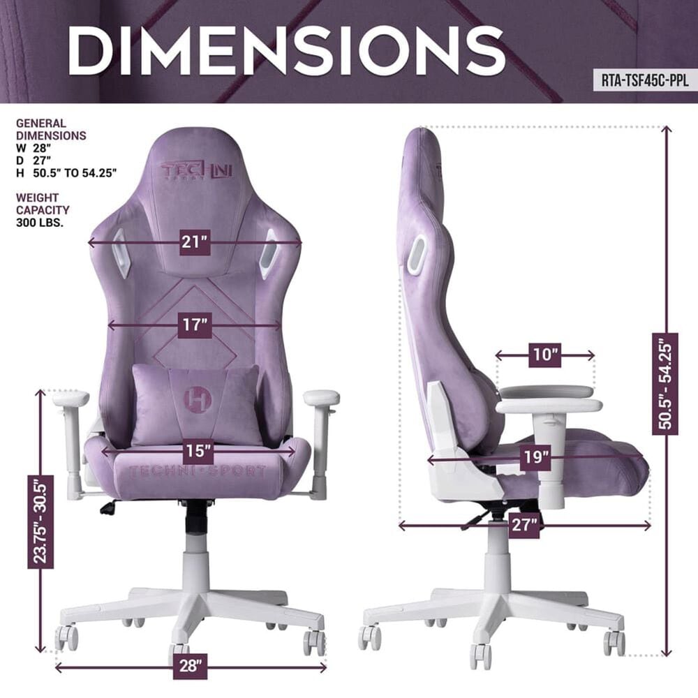 Techni Sport Gaming Chair in Purple, , large