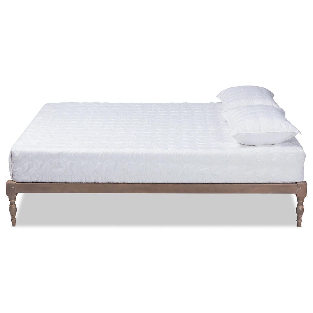 Baxton Studio Iseline Queen Platform Bed Frame in Antique Oak, , large