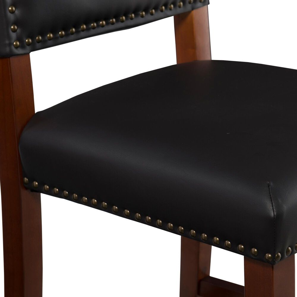 Linden Boulevard Brook Counter Stool with Black Upholstery in Cherry, , large