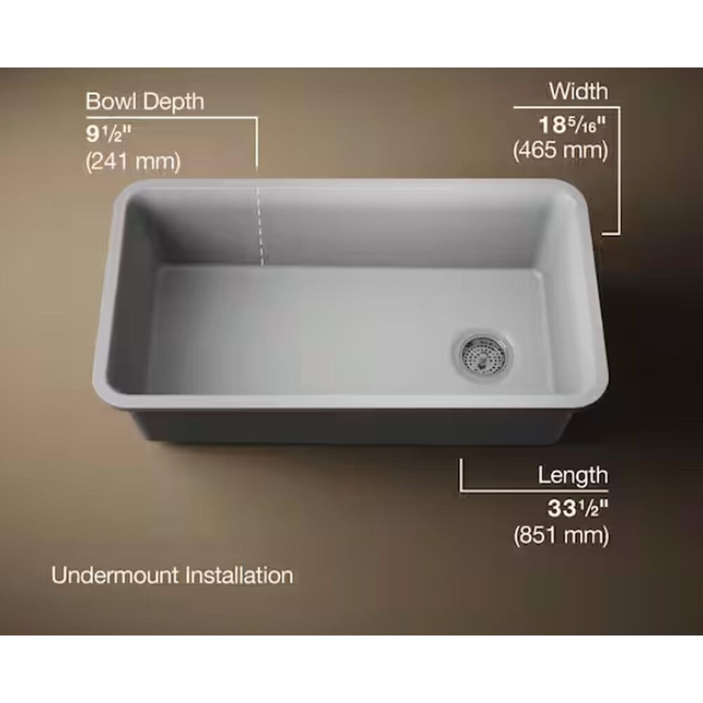 Kohler Cairn 33.5" Single Bowl Sink in Matte Grey, , large