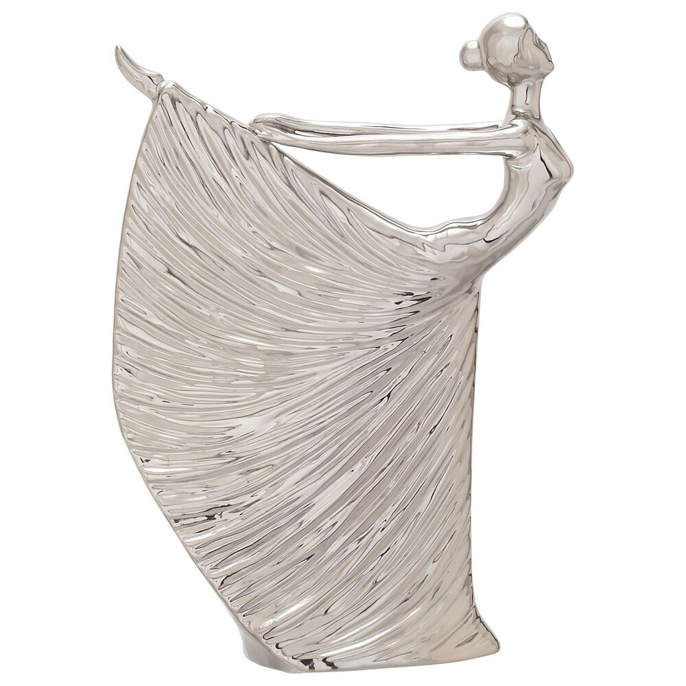 Maple and Jade 15" Female Dancer Sculpture in Silver, , large