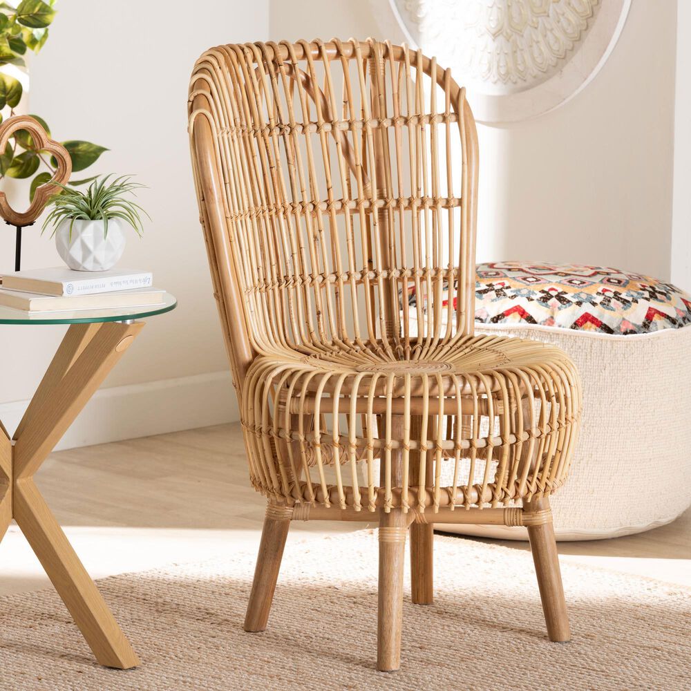 Baxton Studio Nagoya Tall Lounge Chair in Natural Brown, , large