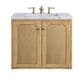 James Martin Vanities Laurent 30" Single Bathroom Vanity in Light Natural Oak with 3 cm Carrara White Marble Top and Rectangular Sink, , large