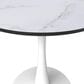 Leisuremod Leisuremod Bristol 24 round dining table White base with marbled MDF top, , large