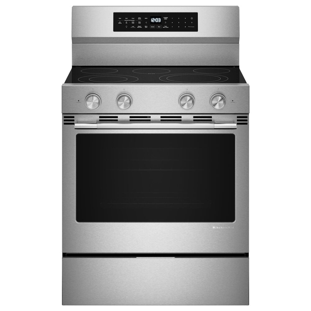 KitchenAid 4-Piece Kitchen Package with 31 Cu. Ft. French Door Refrigerator and 5.3 Cu. Ft. Smart Freestanding Electric Range in Stainless Steel, , large