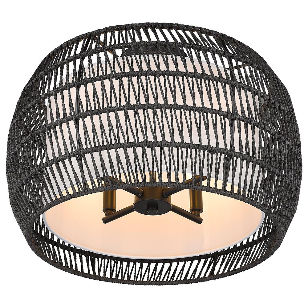 Golden Lighting Everly 4-Light Semi-Flush in Black/Matte Black Rattan, , large