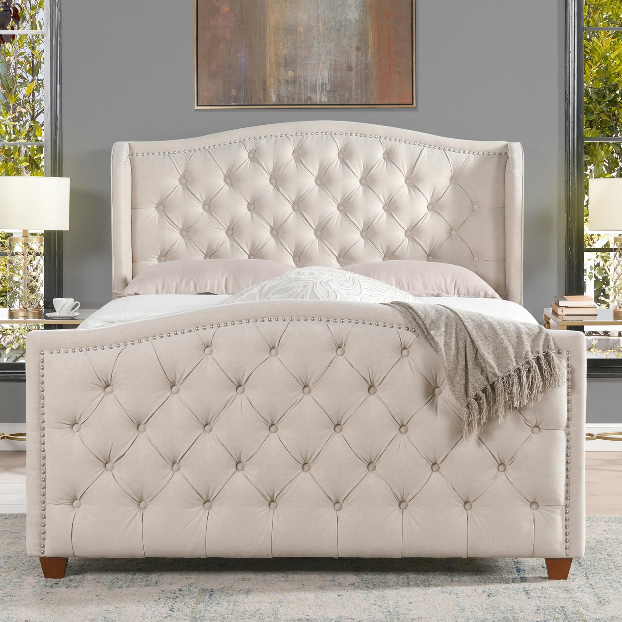 Jennifer taylor home marcella tufted wingback upholstered bed discount