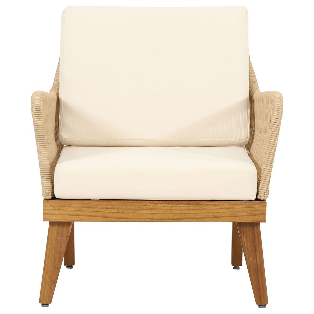 Hearth and Haven 4-Piece Outdoor Chat Set with Teak Coffee Table in Beige, , large