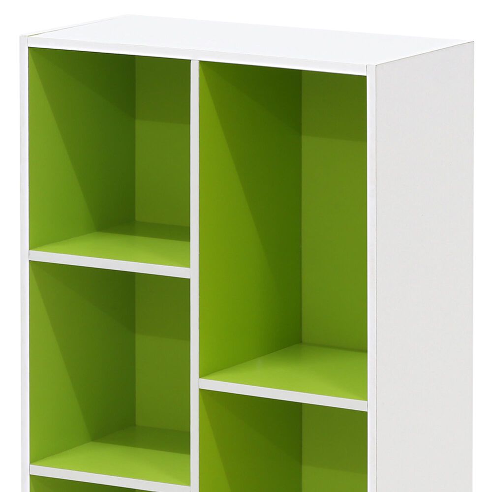 HOMLUX 5-Cube Reversible Storage Bookshelf in White and Green, , large