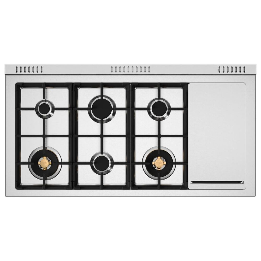Bertazzoni Master Series 48" Dual Fuel Range in Bianco Matte and Gold, , large