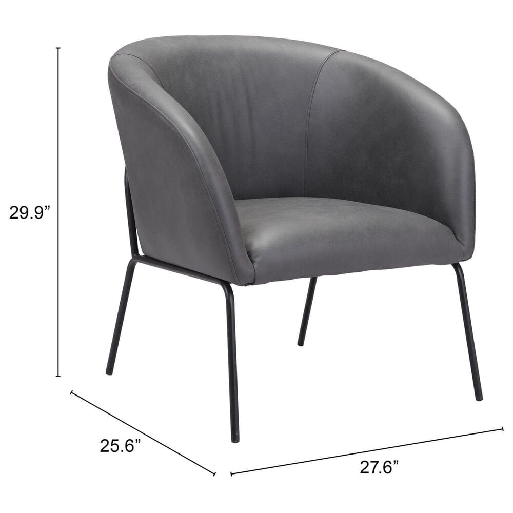 Zuo Modern Quinten Accent Chair in Vintage Gray and Gold, , large