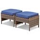 Sunwell Garden 14.4" Ottoman with Navy Cushion in Brown (Set of 2), , large