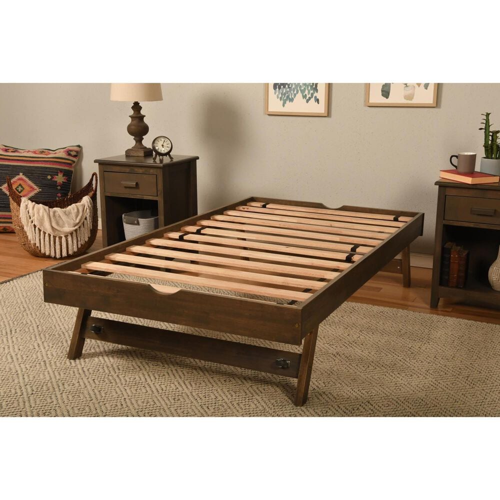 Sable Home Boho Twin Daybed with Pop Up Trundle and 1 Mattress in Rustic Walnut, , large
