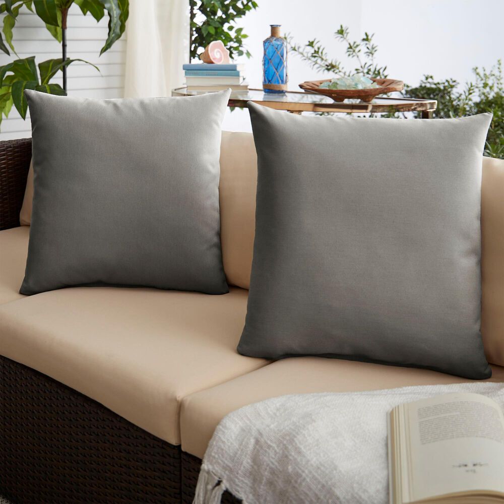 Sorra Home Sunbrella 22" Pillow in Canvas Charcoal (Set of 2), , large