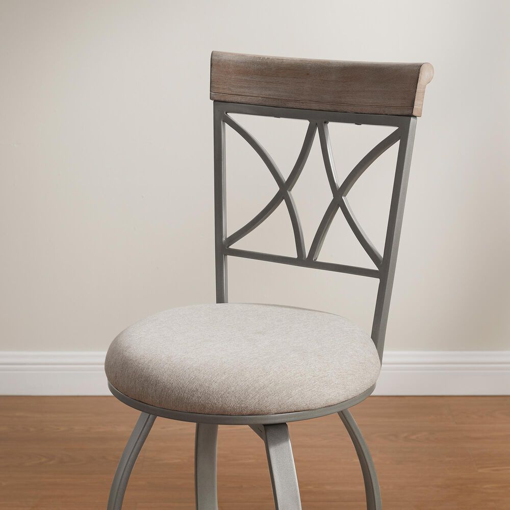Linon Home Decor Hamilton Swivel Counter Stool in Pewter and Grey Wash, , large