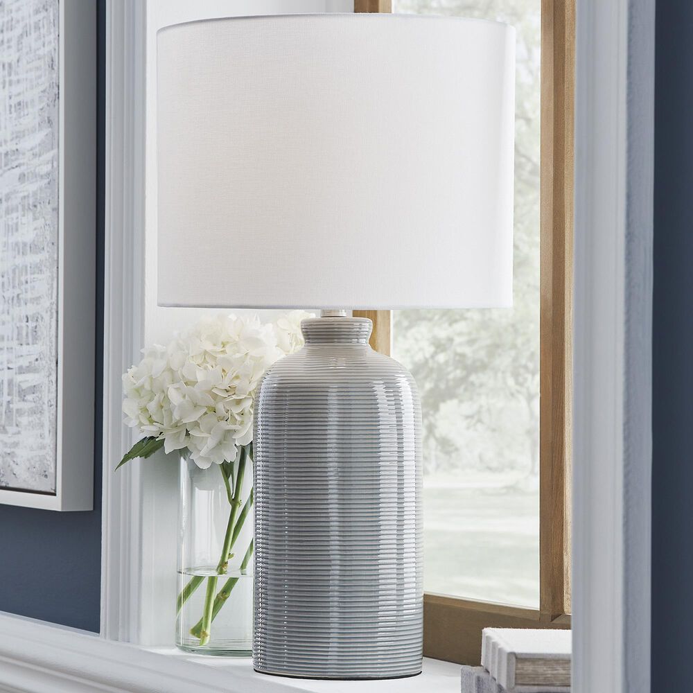 Ashley Wimlow Ceramic Table Lamp in Gray Blue, , large