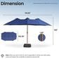 HOMLUX 15" Double-Sided Outdoor Market Umbrella with Sandbag Base and RGB LED Lights in Royal Blue, , large