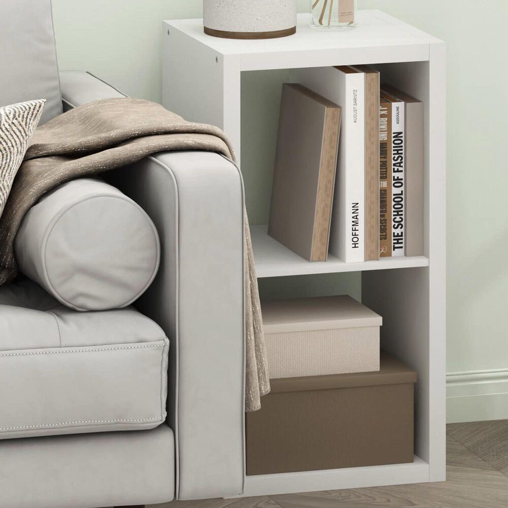 HOMLUX 2-Cube Reversible Open Back Bookshelf in White, , large