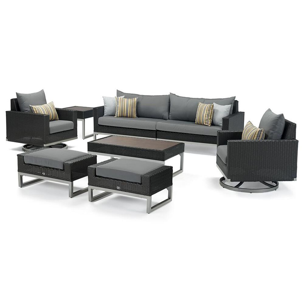 RST Brands Milo 8-Piece Sunbrella Patio Motion Seating Set in Charcoal Grey, , large