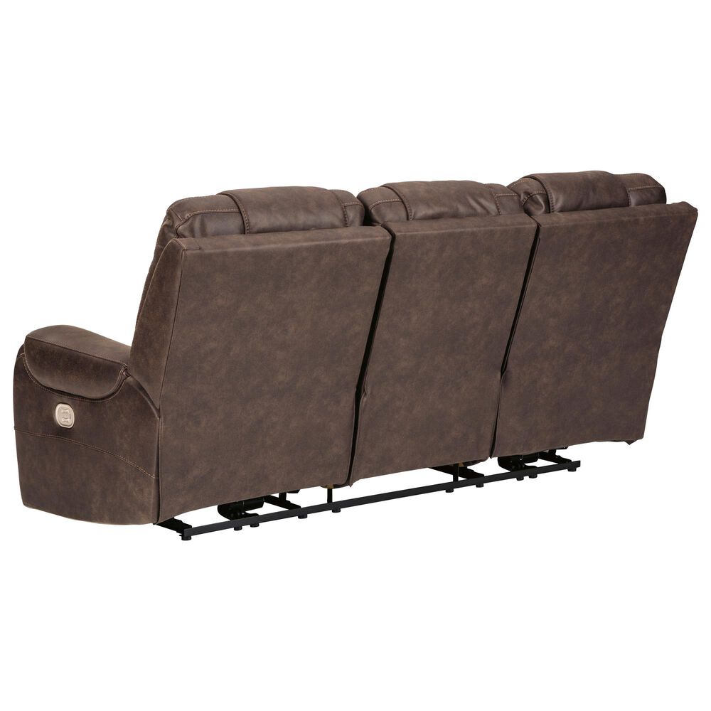 Signature Design by Ashley Yacolt Power Reclining Sofa with Adjustable Headrest in Walnut Shop NFM