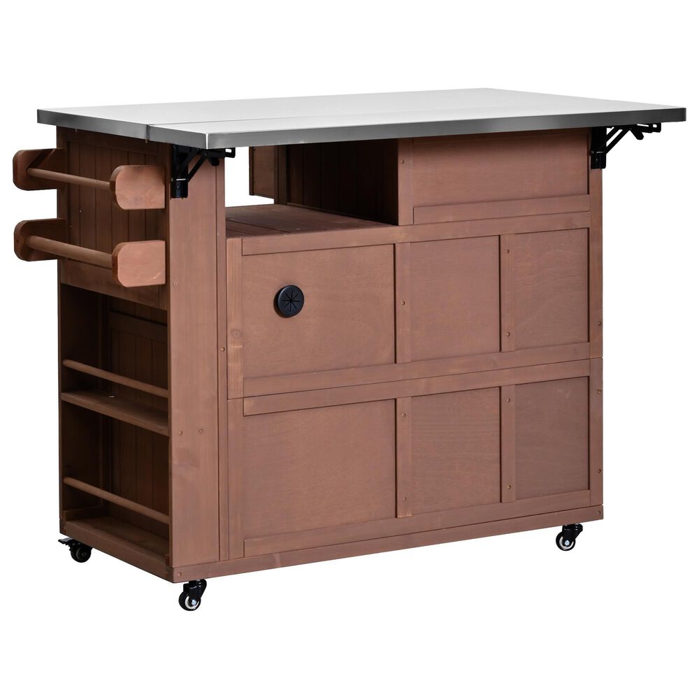 HOMLUX 41.9" Outdoor Extendable Kitchen Island in Brown, , large