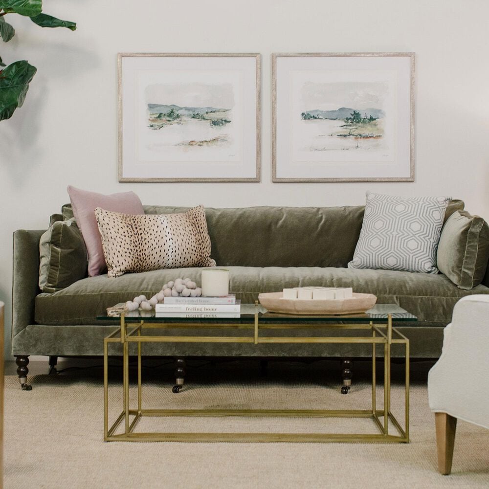 Rowe Furniture Madeline 90&quot; Stationary Sofa in Sage Velvet, , large