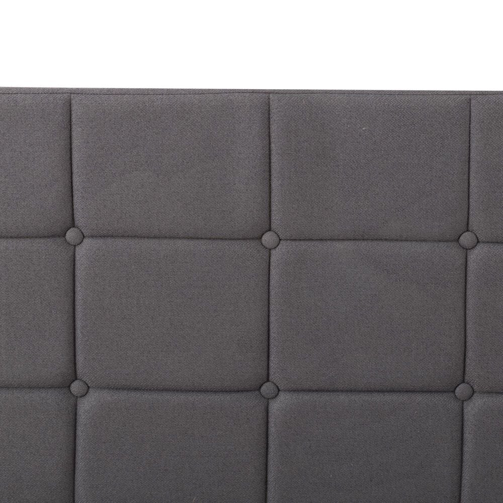 HOMLUX Full Upholstered Platform Bed Frame with Tufted Headboard in Dark Gray, , large