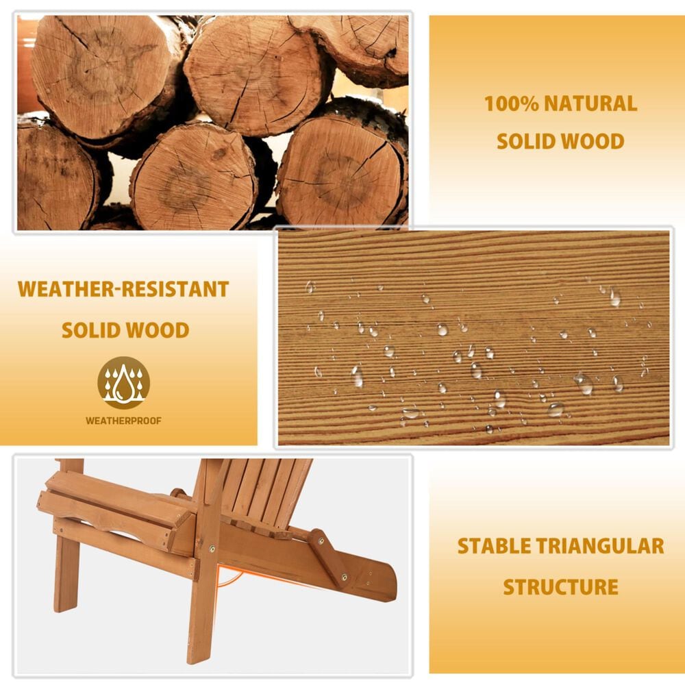 Furniture of America Raye Folding Patio Adirondack Chair in Natural, , large
