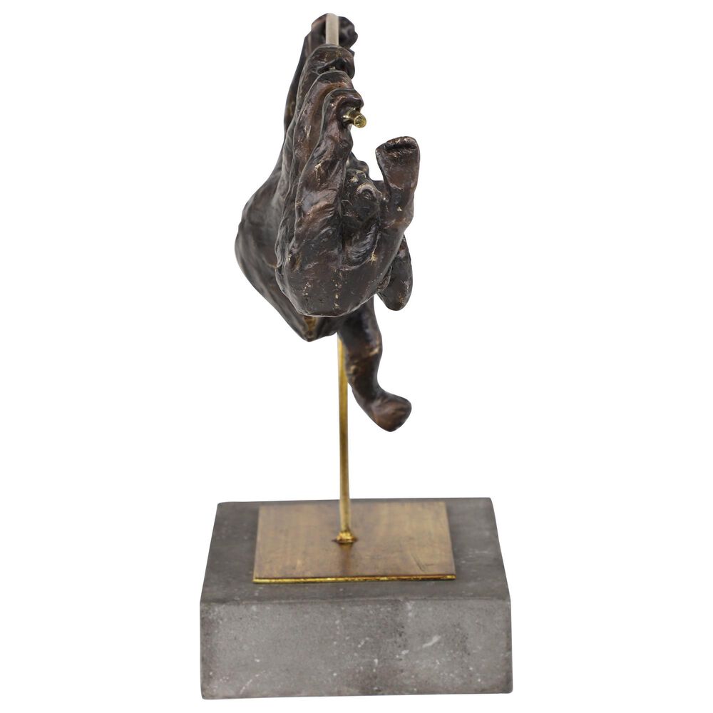 Maple and Jade 15&quot; Resin Ape Sculpture in Blackish-Brown, Gold and Dark Gray, , large