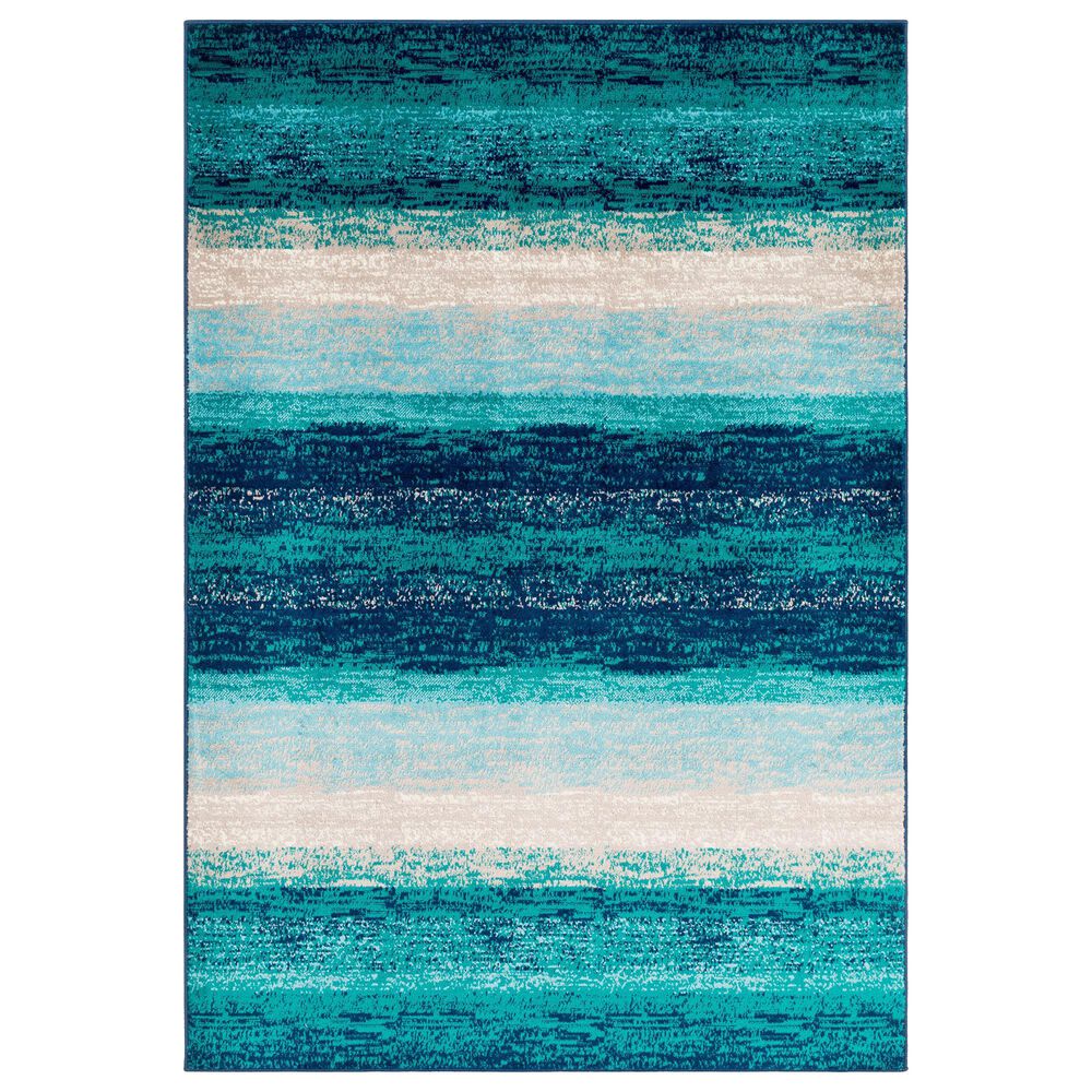 Surya Paramount 7"10" x 11"2" Teal, Aqua, Navy, Taupe and Cream Area Rug, , large