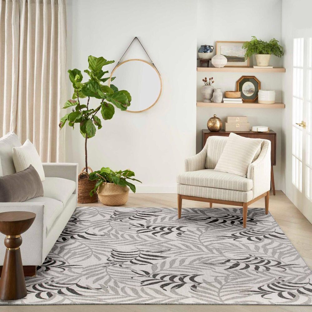 Nourison Garden Oasis Nature Grey 9&#39; x 12&#39; Indoor/Outdoor Area Rug, , large
