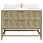 James Martin Vanities Emmeline 48" Single Vanity in Pebble Oak with Single Hole 3 cm White Zeus Quartz Top & Backsplash, , large