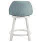 Armen Living Erika Swivel Counter Height Stool with Light Blue Upholstery in White, , large