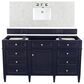 James Martin Vanities Brittany 60" Single Bathroom Vanity in Victory Blue with 3 cm Eternal Jasmine Pearl Quartz Top and Rectangle Sink, , large