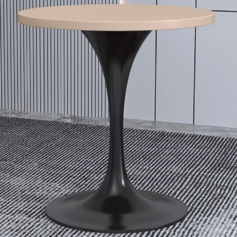 Leisuremod LeisureMod Verve Collection 27 Round Dining Table, Black Base with Light Natural Wood MDF Top, , large