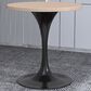 Leisuremod LeisureMod Verve Collection 27 Round Dining Table, Black Base with Light Natural Wood MDF Top, , large