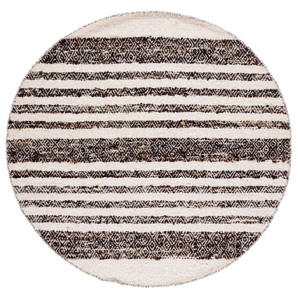 Safavieh Natura NAT329Z 6" Round Black and Ivory Area Rug, , large