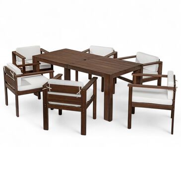 Hearth and Haven 7-Piece Outdoor Dining Set with Beige Cushions in Mocha, , large