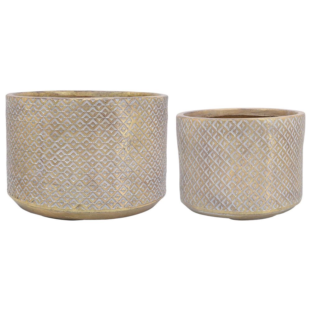 Sagebrook Home Tribal Planters in Gold (Set of 2), , large