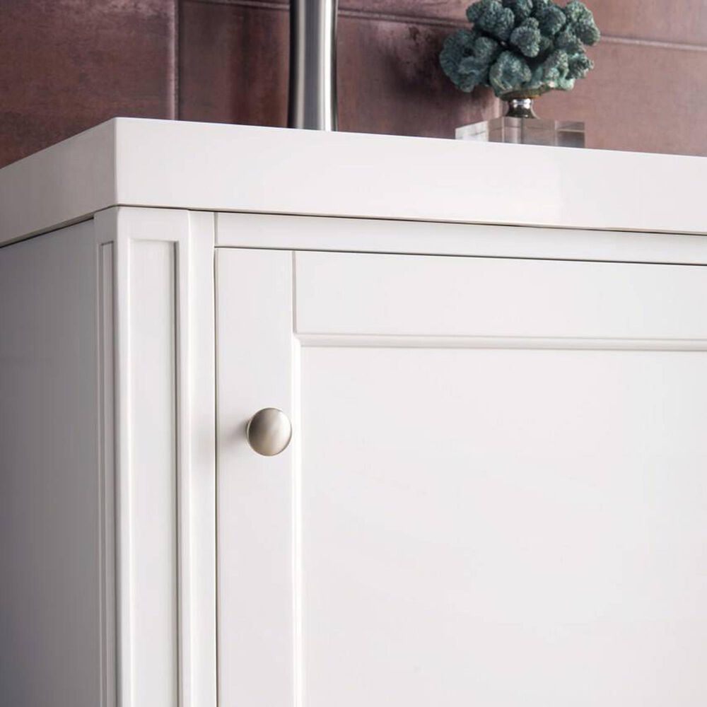 James Martin Brittania 24&quot; Single Bathroom Vanity in Glossy White with White Glossy Resin Top, , large