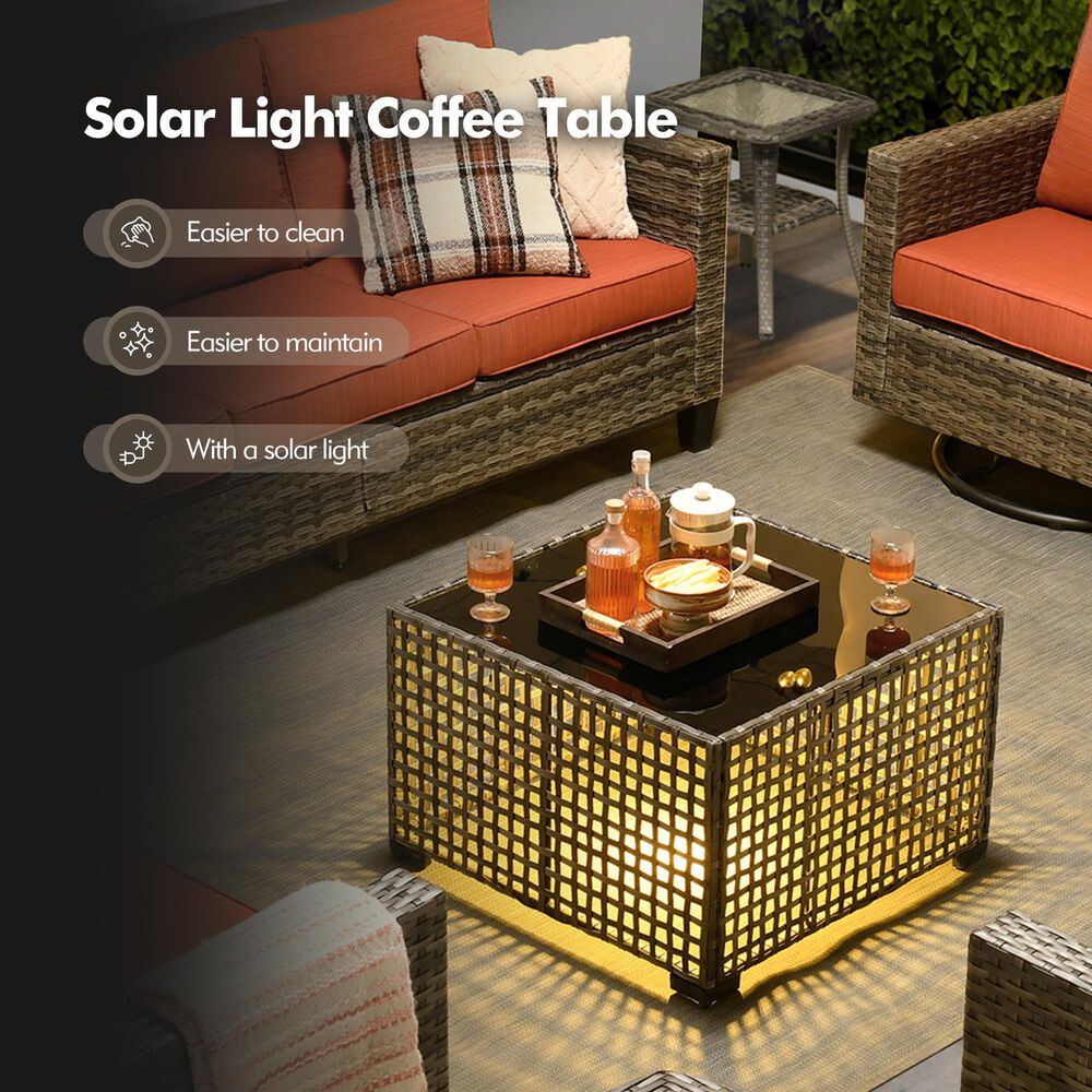 HOMLUX 4-Piece Outdoor Sofa Set in Orange, , large
