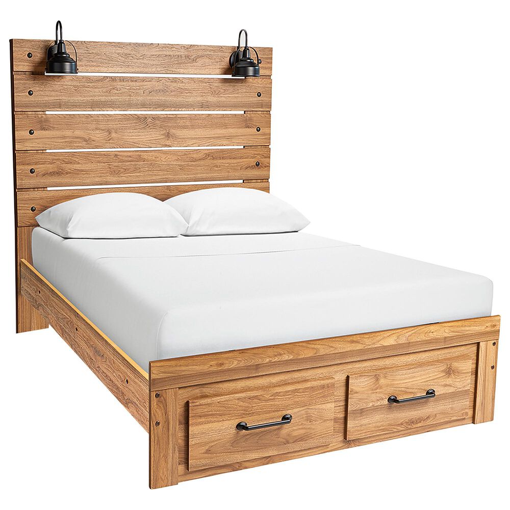 Ashley Pasklyn Queen Panel Storage Bed in Rich Honey Brown, , large