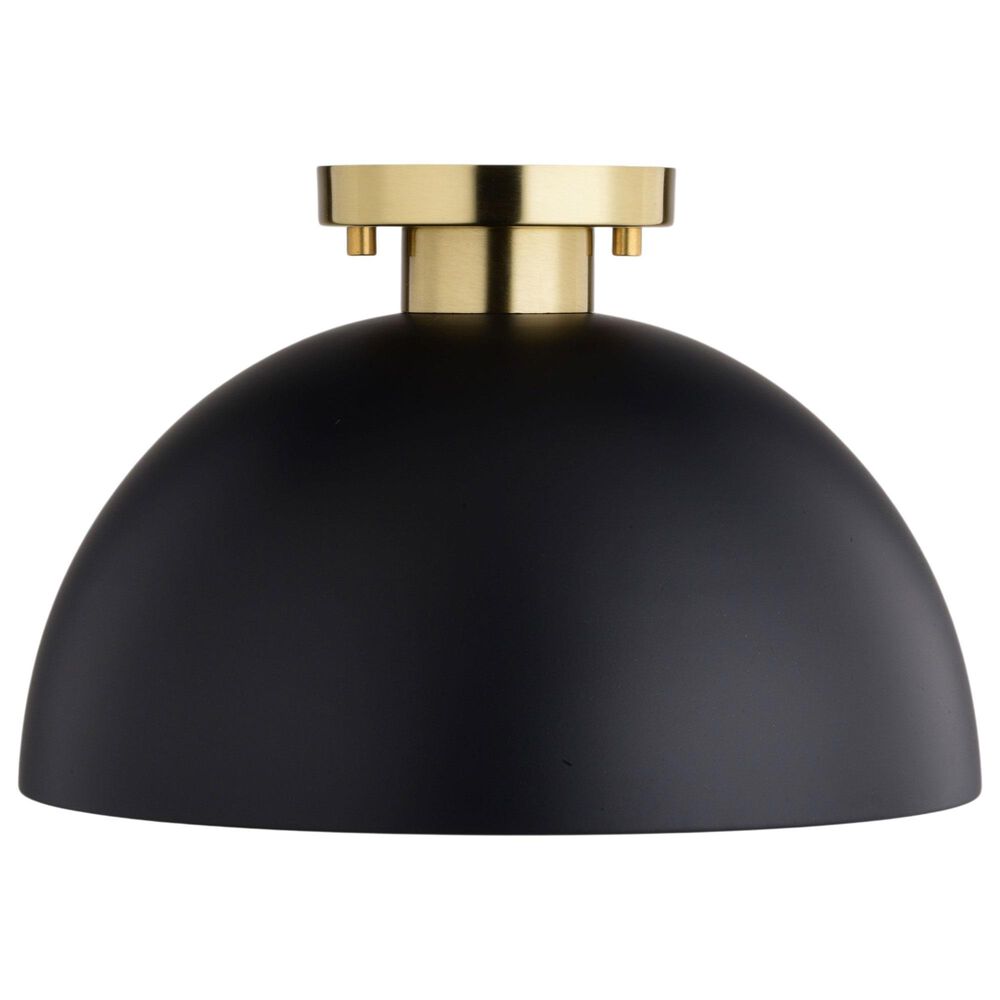 Vaxcel Devon 1-Light Semi Flush Mount in Matte Black and Satin Brass, , large