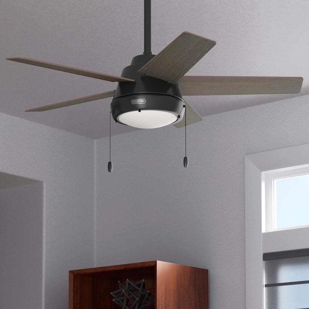 Hunter Burroughs 44&quot; Ceiling Fan with LED Lights in Matte Black, , large