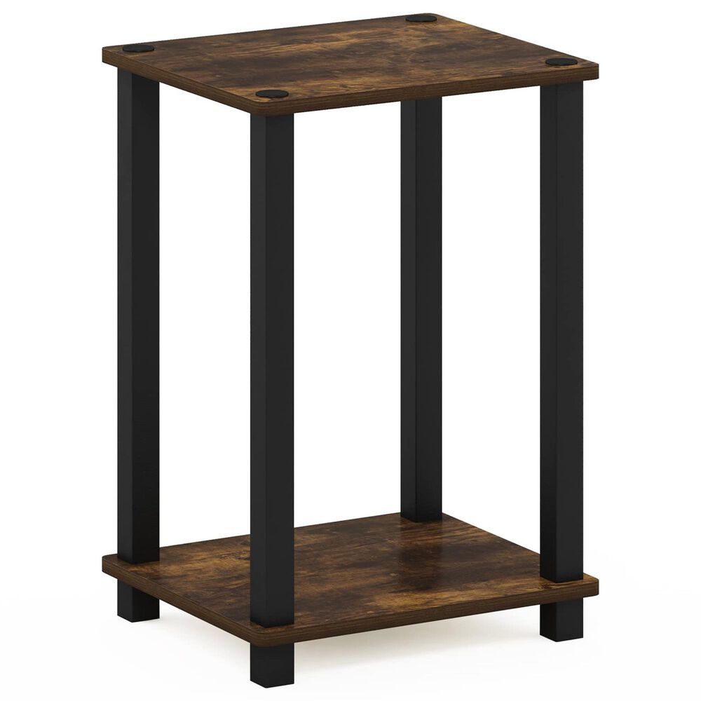 HOMLUX Simplistic 1-Tier End Table in Amber Pine and Black, , large
