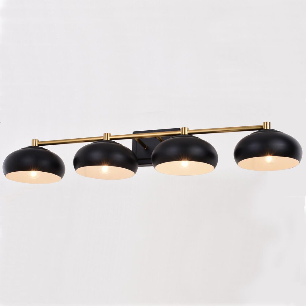 Vaxcel Belmont 4-Light Bathroom Vanity in Matte Black and Satin Brass, , large