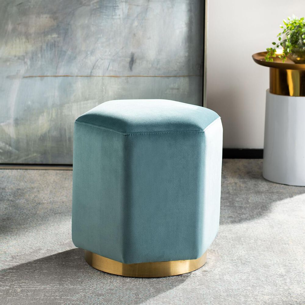 Safavieh Petunia Ottoman in Seafoam, , large