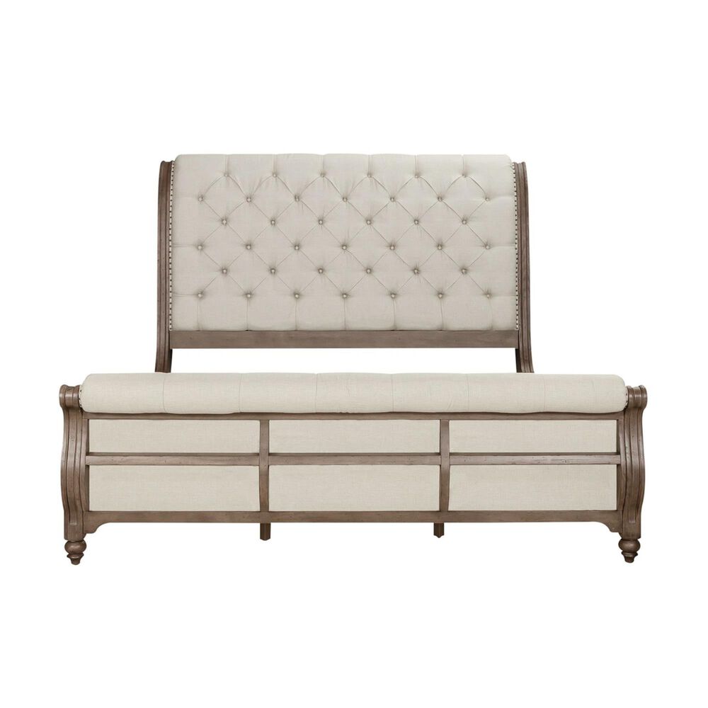 Belle Furnishings Americana Farmhouse Queen Sleigh Bed in Dusty Taupe, , large