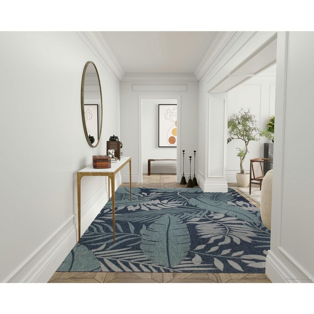 Nourison Garden Oasis GOA02 Navy 9&#39; x 12&#39; Indoor/Outdoor Area Rug, , large